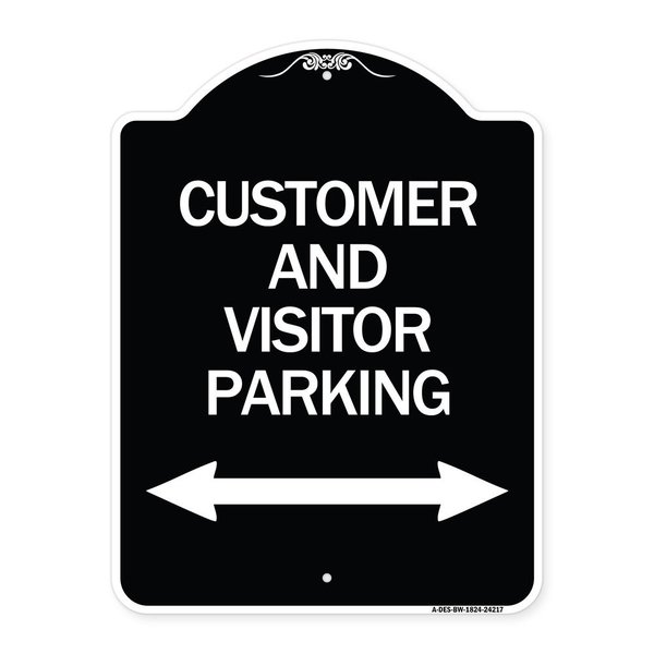 Signmission Customer and Visitor Parking Bidirectional Arrow Heavy-Gauge Aluminum Sign, 24" x 18", BW-1824-24217 A-DES-BW-1824-24217